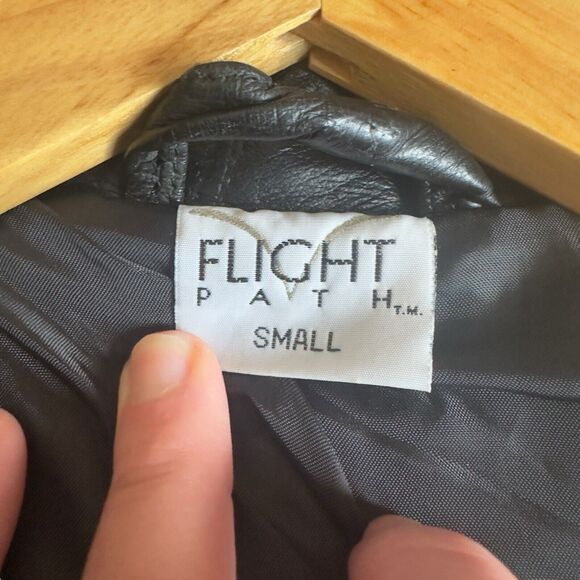 Vintage 90's Flight Path Leather Motorcycle Jacket Small Black - Picture 4 of 16